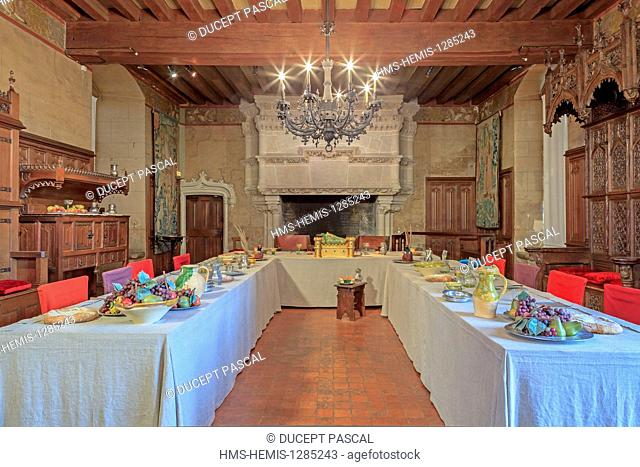 France, Indre et Loire, Loire Valley listed as World Heritage by UNESCO, Langeais, the castle of Langeais, the banquet room