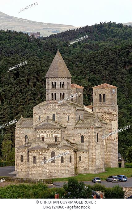 Saint Nectaire, 12th century Romanesque church, Parc Naturel Regional des Volcans d'Auvergne, Auvergne Volcanoes Regional Nature Park, Puy de Dome, France