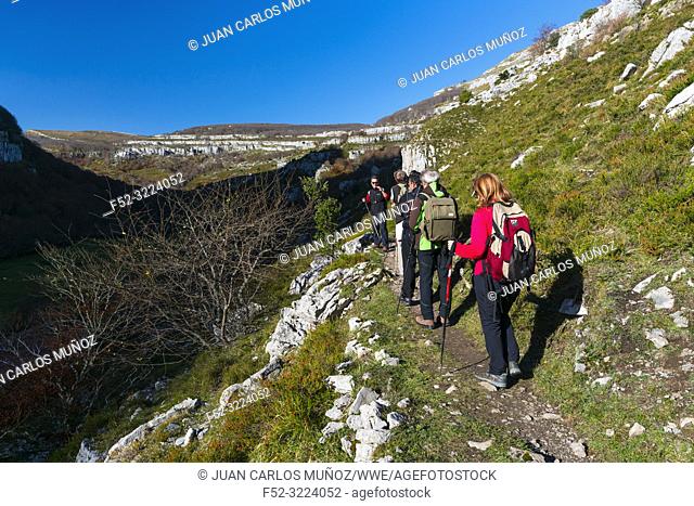 Trail to Canalahonda, Collados del Asón Natural Park, Soba Valley, Valles Pasiegos, Cantabria, Spain, Europe