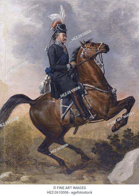 Count Matvei Ivanovich Platov (1757-1818) on horseback, 1800s. Artist: Anonymous