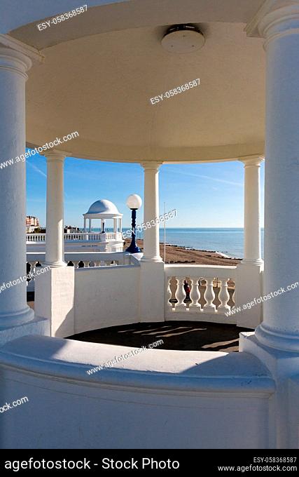 BEXHILL-ON-SEA, EAST SUSSEX/UK - OCTOBER 17 : View through a colonnade in the grounds of the De la Warr Pavillion in Bexhill-on-Sea East Sussex on October 17