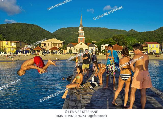 /France, Martinique (French West Indies), Les Anses d'Arlet, Grande Anse, Church and pontoon