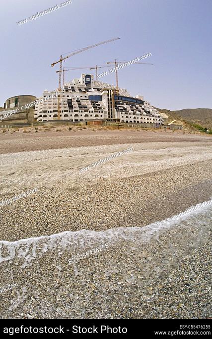 Algarrobico Hotel, Illegally Built Hotel, Algarrobico Beach, Carboneras, Cabo de Gata-Níjar Natural Park, Biosphere Reserve, Almería, Andalucia, Spain, Europe
