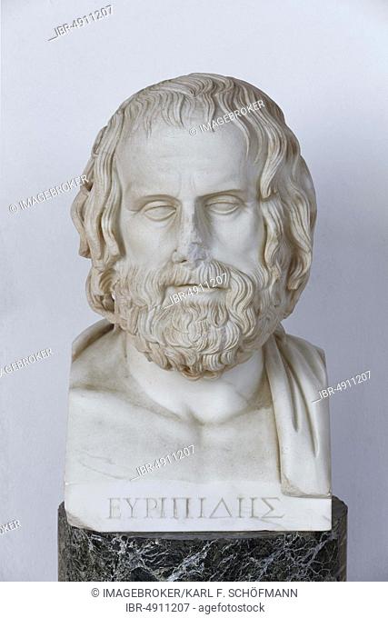 Bust of the Greek playwright Euripides, Achilleion Palace, Gastouri, Island of Corfu, Ionian Islands, Greece, Europe