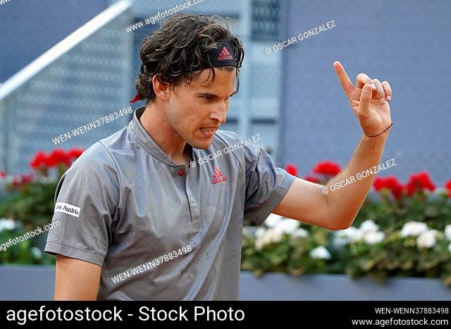 Dominic Thiem of Austria in action during his Men's Singles match, round of 32, against Marcos Giron of United States on the ATP Masters 1000 - Mutua Madrid...