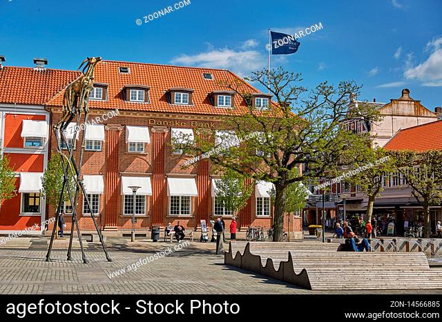 FREDERICIA, DENMARK - MAY 24, 2017: Summer morning view of streets in Fredericia city, Denmark. City was founded in 1650 by Frederick III