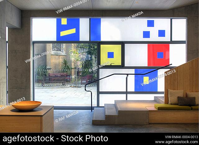 Window to courtyard area beyond. Maggies Centre, St Bartholomews Hospital, EC1A 7BC, United Kingdom. Architect: Steven Holl Architects, 2017