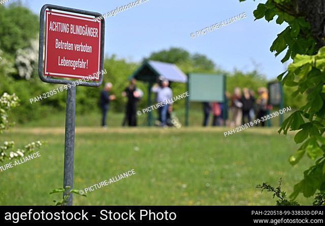 18 May 2022, Thuringia, Ohrdruf: Participants of the project launch ""German Remembrance Gap Concentration Camp Ohrdruf"" visit the former site of the...