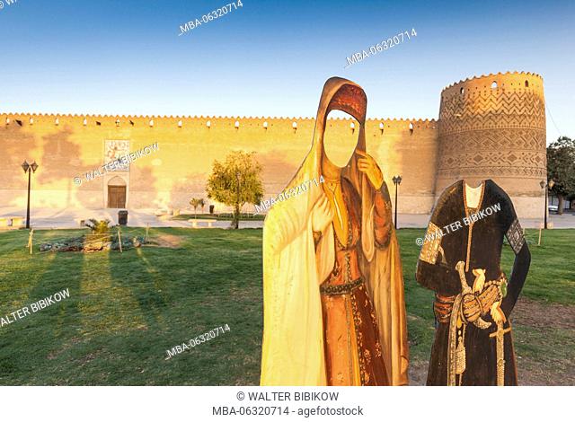 Iran, Central Iran, Shiraz, Arg-e Karim Khan Citadel, fortress and photo-ops cutouts