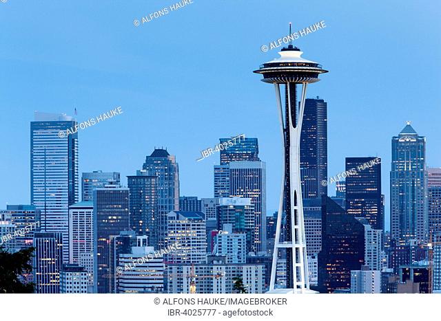 Skyline of Downtown Seattle with the Space Needle, Seattle, Washington, United States