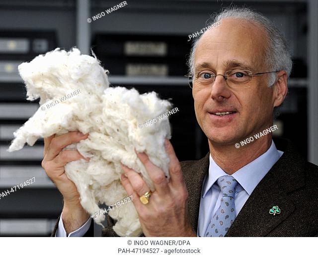 The President of the Bremen Cotton Exchange, Fritz A. Grobien, is pictured in the sample room in Bremen, Germany, 17 March 2014