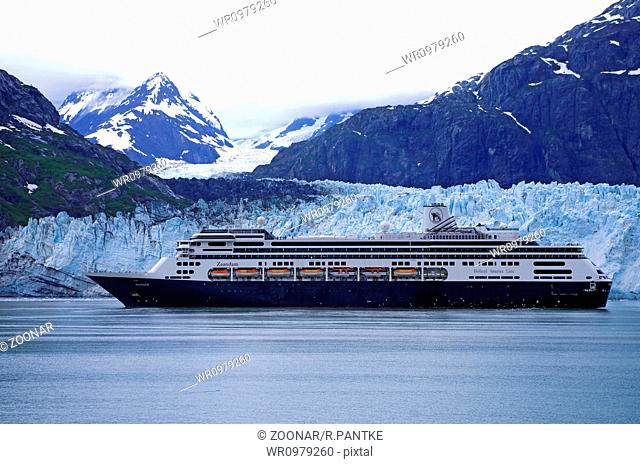 Cruise ship in front of a tidal glacier