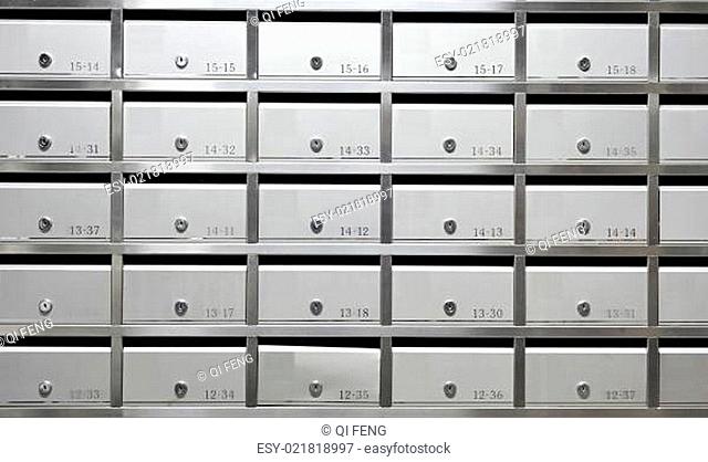metallic mailbox array tidy inside apartment houses