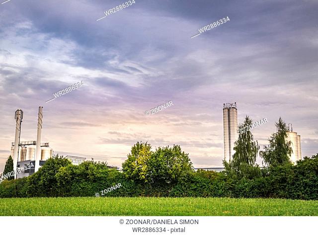Electric power plant surrounded by nature