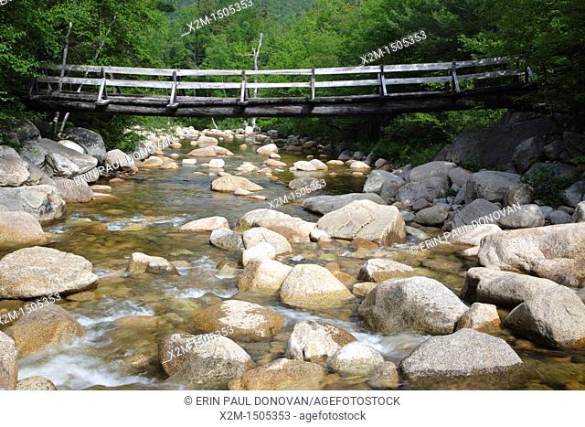 Pemigewasset Wilderness - Footbridge, which crosses the East Branch of the Pemigewasset River along the Thoreau Falls Trail at North Fork Junction in Lincoln