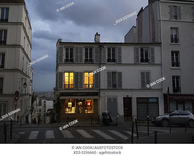 lighted windows, Montmartre, Paris, France