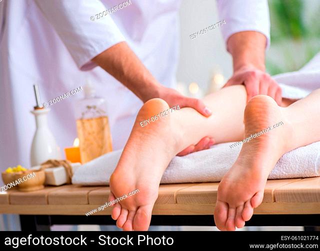 The foot massage in medical spa
