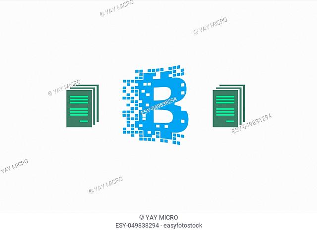 An example of interaction bitcoin on the circuit. Digital economy. Illustration of crypto currency