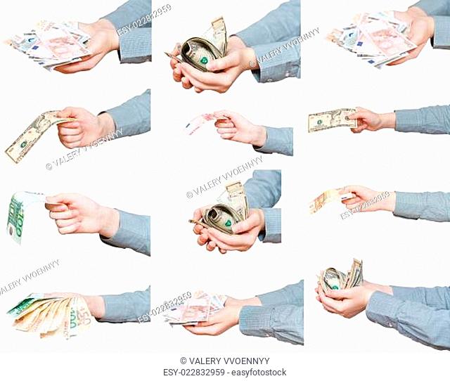 set of banknotes in female hands
