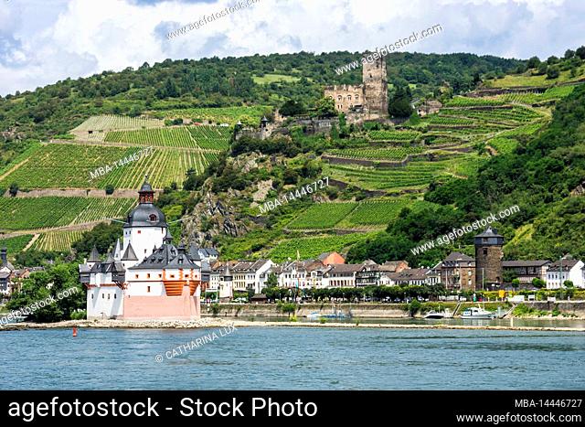 Germany, Rhineland-Palatinate, Kaub, Pfalzgrafenstein Castle (Palatinate), Unesco World Heritage Site Upper Middle Rhine Valley