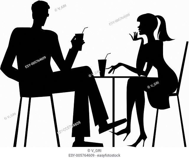 Silhouette of a couple at cafe
