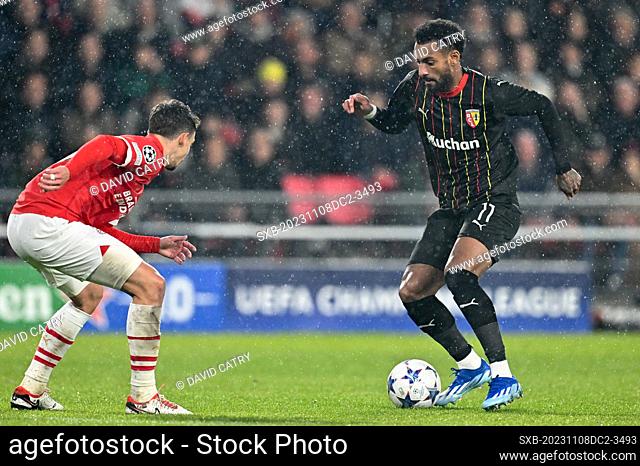 Angelo Fulgini (11) of RC Lens pictured during the Uefa Champions League matchday 4 game in group B in the 2023-2024 season between PSV Eindhoven and Racing...