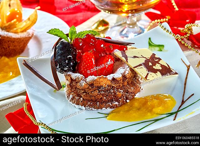Cupcake with fresh fresh berries festive table setting