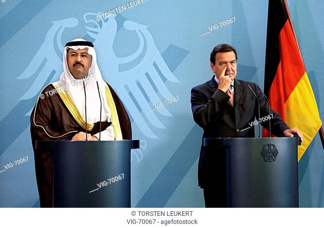 Ghasi AL-YAWAR ( Ghasi el JAWAR ), state president of the Iraq, together with Gerhard SCHROEDER ( SPD ), federal chancellor