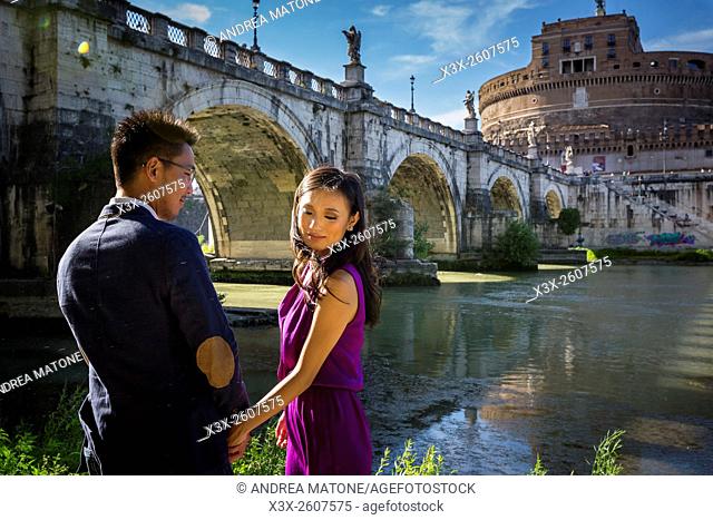 Couple at Castel Sant'Angelo. Rome, Italy