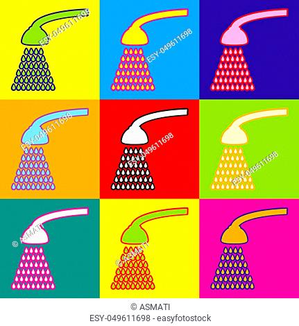 Shower simple icon. Pop-art style colorful icons set with 3 colors