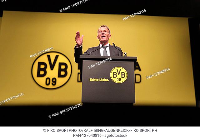 firo: 24.11.2019, football, 1.Bundesliga, season 2019/2020, BVB, Borussia Dortmund, MV, member meetings, Hans Joachim WATZKE