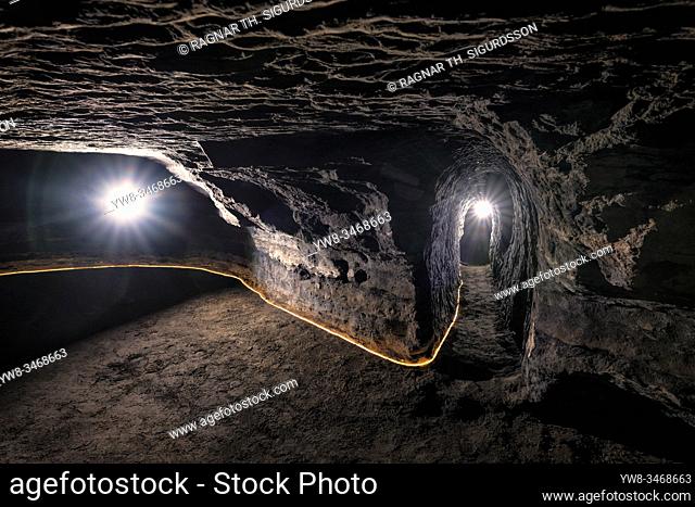 Caves of Hella, Iceland. Man made caves, could be made by Celts who inhabited Iceland before the official Norse settlement, late 9th century. .