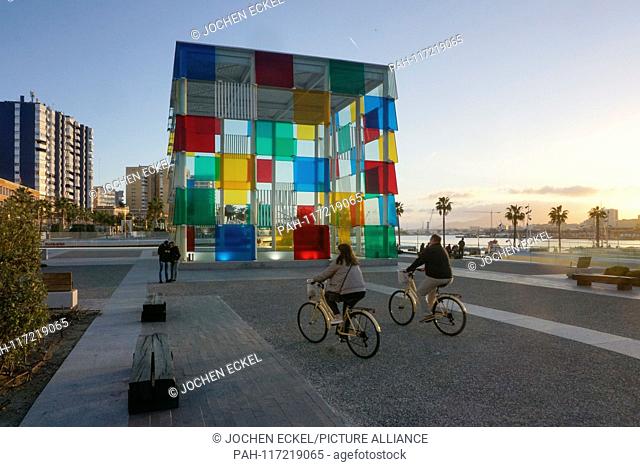 Picture shows the Centre Pompidou building in Malaga, Spain, Costa del Sol, 11 February 2019. | usage worldwide. - Malaga/Spain