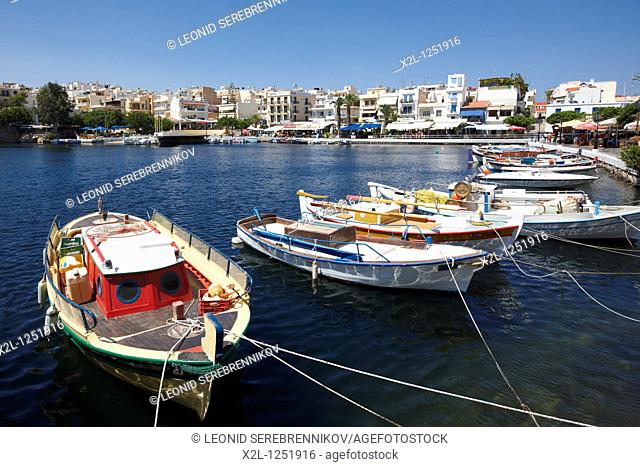 Fishing boats in Agios Nikolaos harbour  Crete, Greece