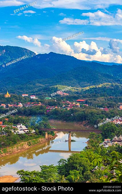 Panorama of the landscape Mekong river and Luang Prabang city in Laos world tour in Southeast Asia