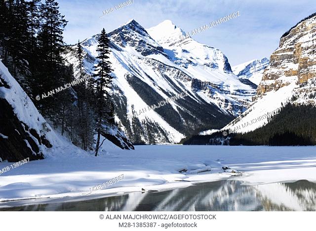 Kinney Lake in winter, Mount Robson Provincial Park British Columbia Canada