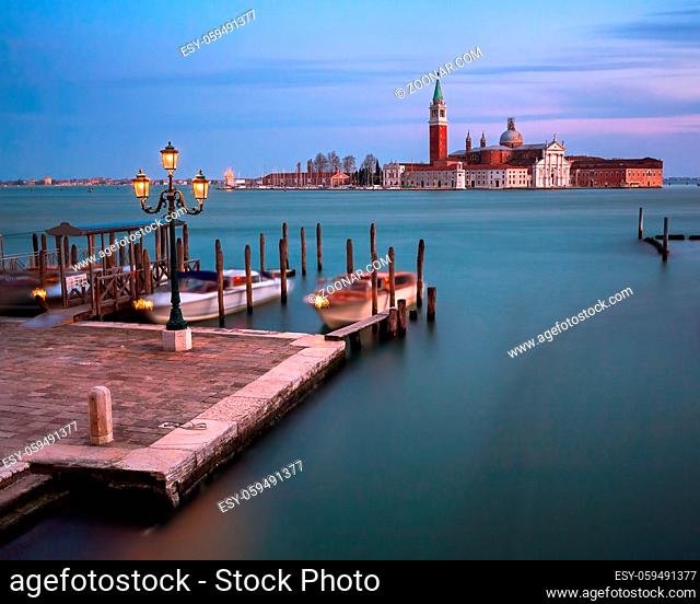 Venetian Lagoon and San Giorgio Maggiore Church in the Evening, Venice, Italy