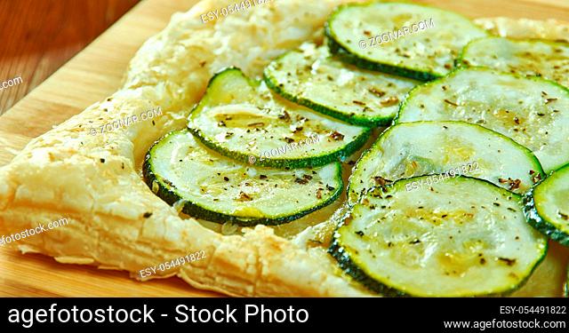 Zucchini Tart with Lemon Thyme close up