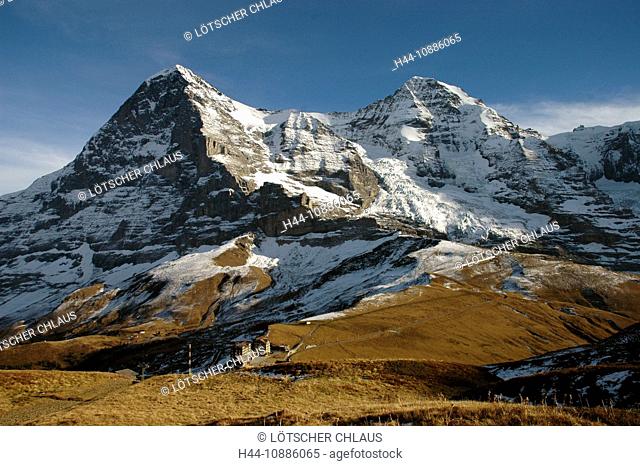 Kleine Scheidegg, Eiger, monk, Mönch, Eigergletscher, autumn, Bernese Oberland, Alps, Switzerland