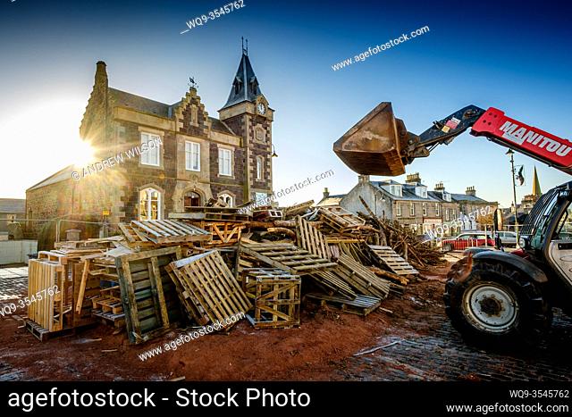 Work on building the famous Biggar bonfire continues throughout December before it is lit on Hogmanay (New Years Eve) 31st December to celebrate the new year