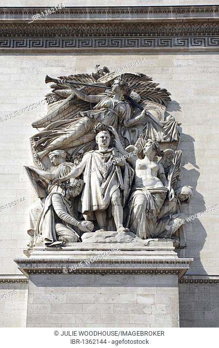 Arc de Triomphe relief, Triumph of Napoleon, Paris, France, Europe