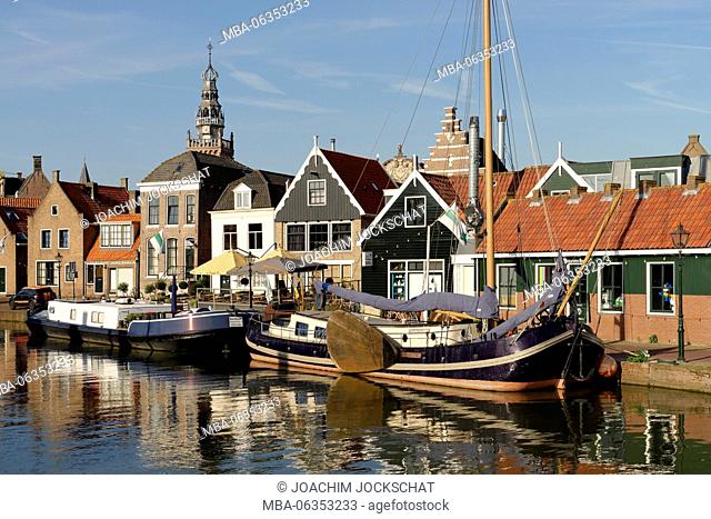 boats in the harbour of Monnickendam, Noord Holland, Ijsselmeer the Netherlands