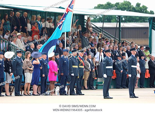 Prince Harry presents a new Colour to the RAF Regiment on behalf of Her Majesty The Queen at RAF Honington. The Commandant General RAF Regiment