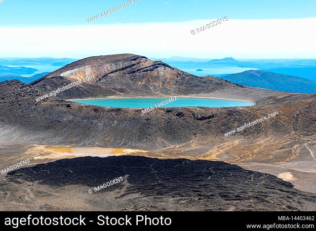 View of the Blue Lake of Tongariro National Park, New Zealand