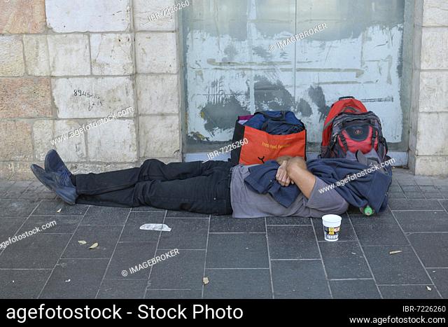 Beggar, Jaffa Street, Jerusalem, Israel, Asia