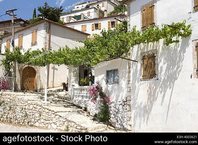 Vuno, village of the Ionian Coast leaning against the Ceraunian Mountains, Albania, Southeastern Europe
