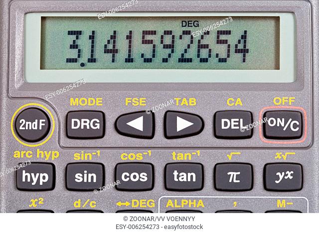 display of scientific calculator with mathematical functions