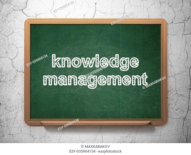 Learning concept: Knowledge Management on chalkboard background
