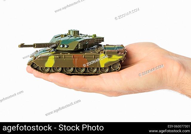Hand with panzer isolated on white background
