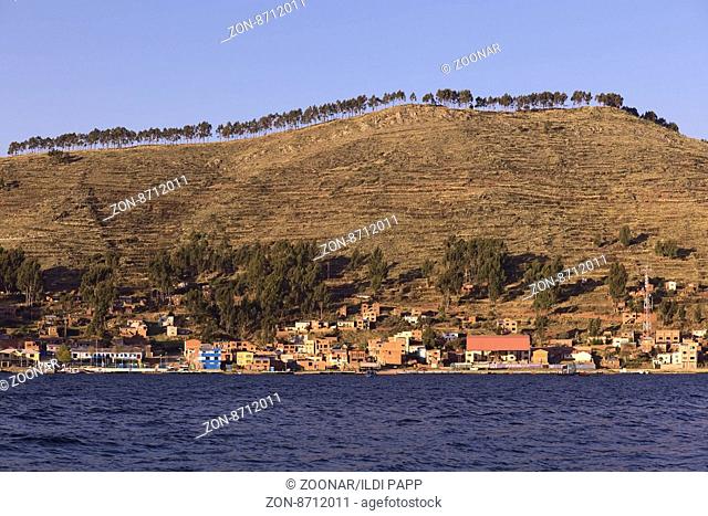 San Pablo de Tiquina at Lake Titicaca in Bolivia